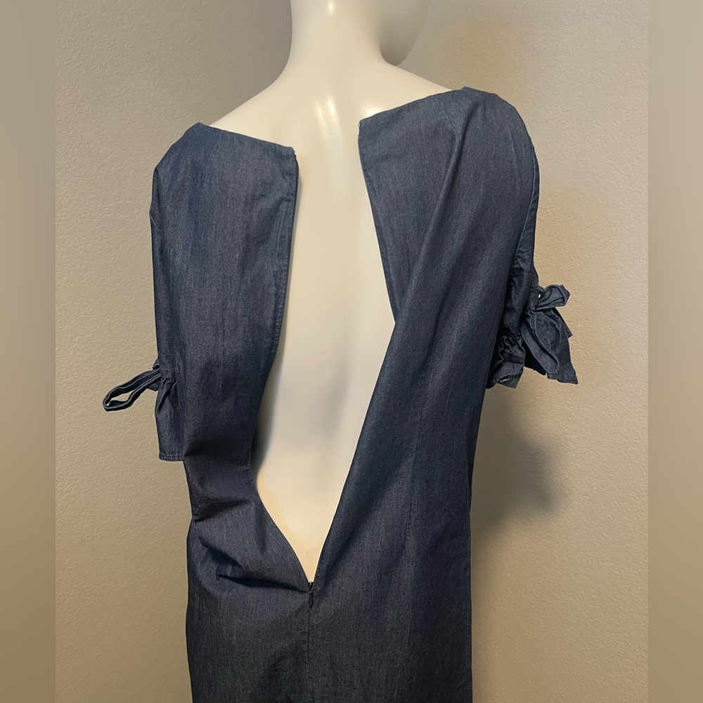 J. CREW Women’s Tie Sleeve Indigo Mini Denim Dress Size S - Picture 7 of 13